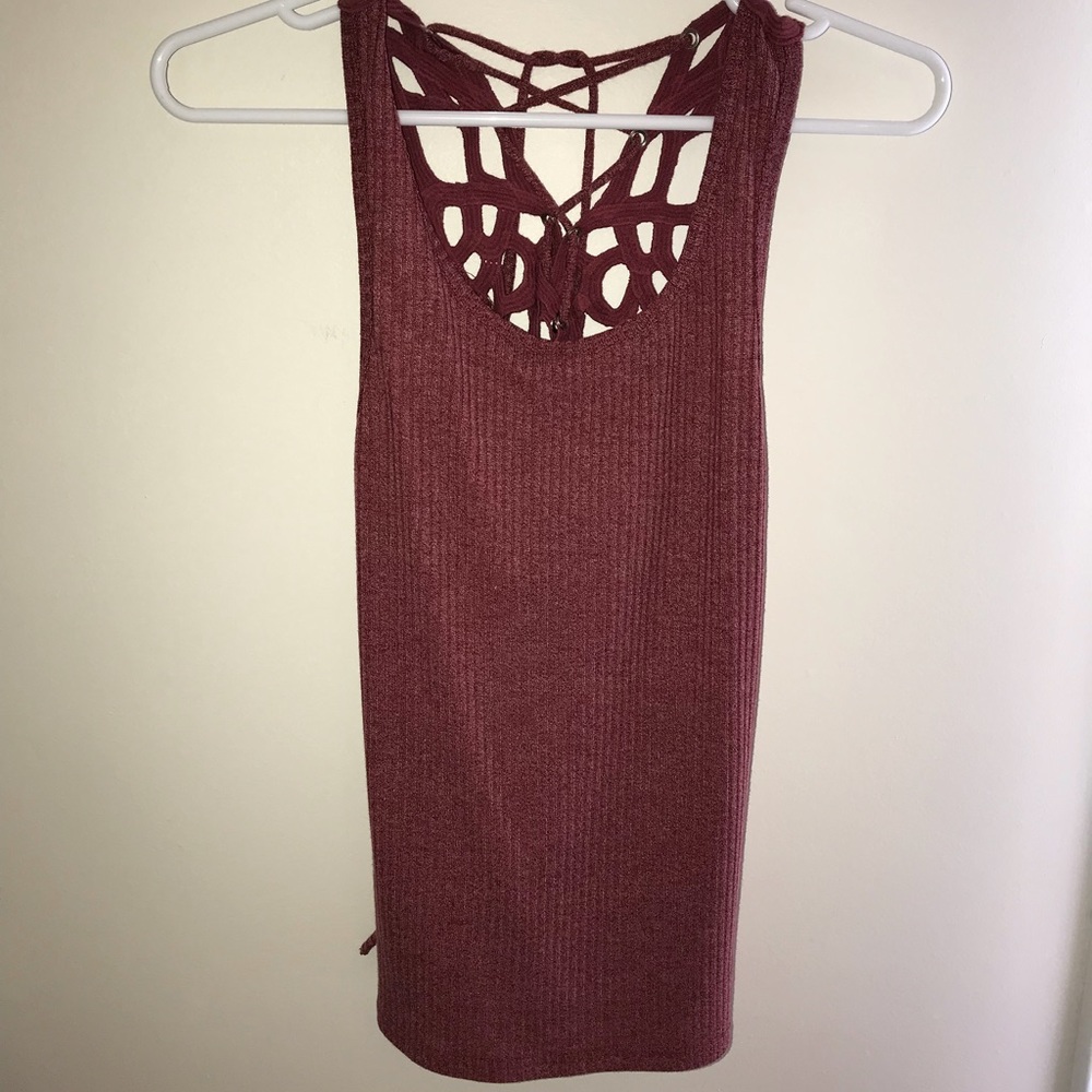 Pacsun burgundy ribbed top crochet